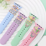 Bộ 4 chiếc dây đồng hồ thông minh rộng 22mm hình bướm hoa kèm vòng trang trí kim loại, số 1, 2, 3, 4
