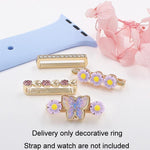 Bộ 4 chiếc dây đồng hồ thông minh rộng 22mm hình bướm hoa kèm vòng trang trí kim loại, số 1, 2, 3, 4