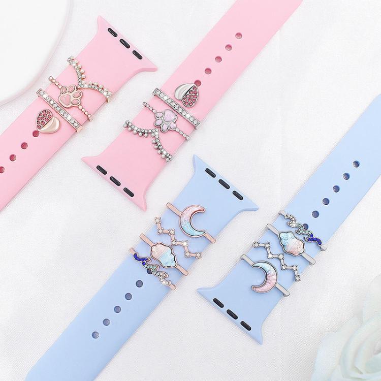 Bộ 4 chiếc dây đồng hồ thông minh rộng 22mm kèm vòng trang trí kim loại, số 1, 2, 3, 4
