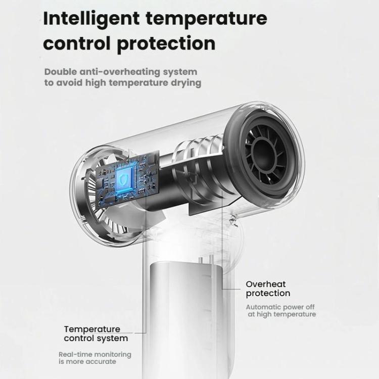 Wireless Hair Dryer With 30,000 RPM High-Speed Motor, 100-Level Adjustable Cool/Warm Air, 15600mAh Long-Lasting Battery