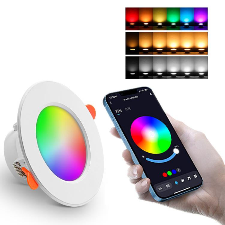 Đèn trần thông minh Tuya Bluetooth tròn âm trần RGBCW đổi màu điều chỉnh độ sáng, Tuya Bluetooth 10W 85-265V