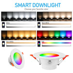 Đèn trần thông minh Tuya Bluetooth tròn âm trần RGBCW đổi màu điều chỉnh độ sáng, Tuya Bluetooth 10W 85-265V