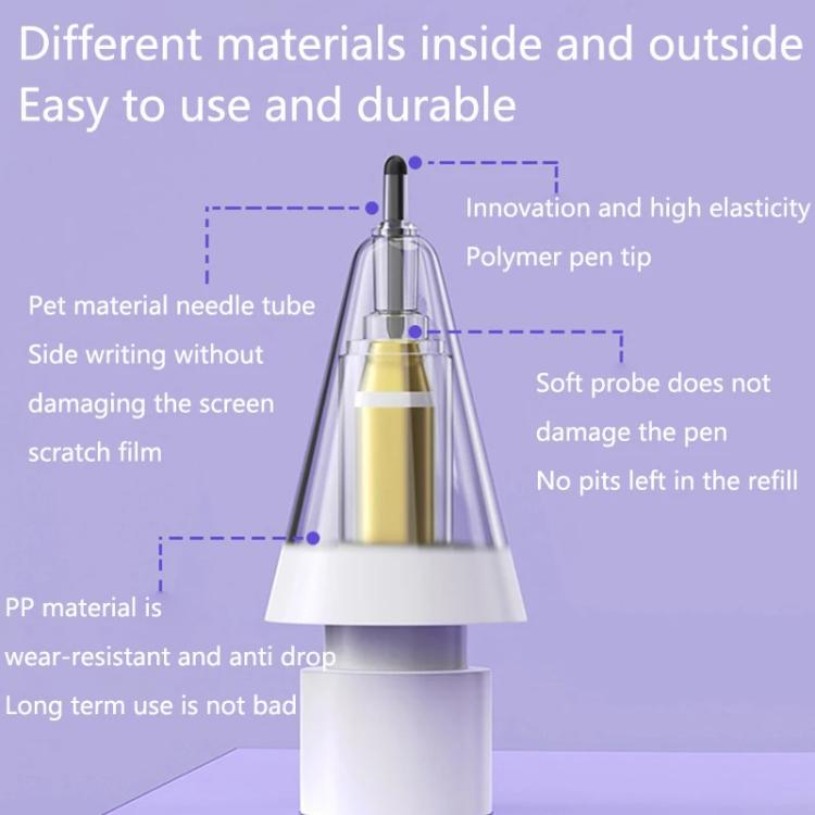 Đầu bút thay thế mềm đàn hồi yên tĩnh cho Apple Pencil 2 / 1, 4B trắng, 4B trong suốt, 2B trắng, 2B trong suốt, HB trắng, HB trong suốt