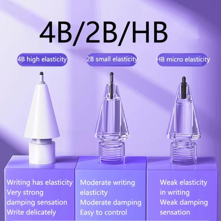 Đầu bút thay thế mềm đàn hồi yên tĩnh cho Apple Pencil 2 / 1, 4B trắng, 4B trong suốt, 2B trắng, 2B trong suốt, HB trắng, HB trong suốt