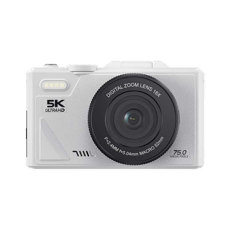 Máy ảnh kỹ thuật số W1 5K HD 75MP Zoom kỹ thuật số 18X WiFi Ghi hình video với màn hình lật, W1 trắng, W1 đen
