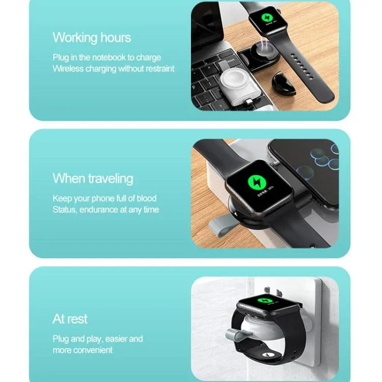 Sạc không dây thông minh Type-C từ tính di động cho Apple Watch 1/2/3/4/5/6/7/8/9/10/SE