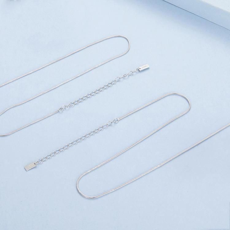Dây chuyền xương rắn cơ bản mạ bạch kim bạc S925, độ dày S 0.08cm