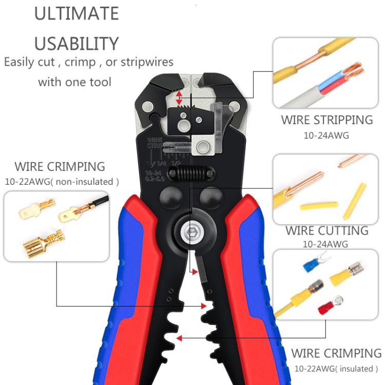 Kìm bấm và tuốt dây đa năng tự động D2, dụng cụ điện portable cho thợ điện