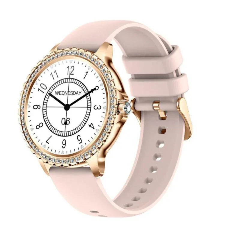 Bluetooth Calling AI Voice Assistant Life Waterproof Sports Smartwatch, Black Silicone Strap, Gold Pink Silicone Strap, Silver Gray Silicone Strap, Gold Rough Steel Strap+Pink Silicone Strap, Silver Rough Steel Strap+Gray Silicone Strap                ...