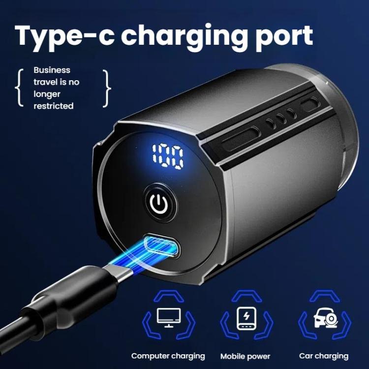 Máy cạo râu điện cầm tay cho nam có màn hình LCD – Máy cạo mini tiện đi du lịch, sạc nhanh USB Type-C, thiết kế chống nước & có thể rửa, đầu 6 lưỡi màu xám kim loại đậm, lưỡi nổi màu xám kim loại đậm, đầu 6 lưỡi màu đen, lưỡi nổi màu đen
