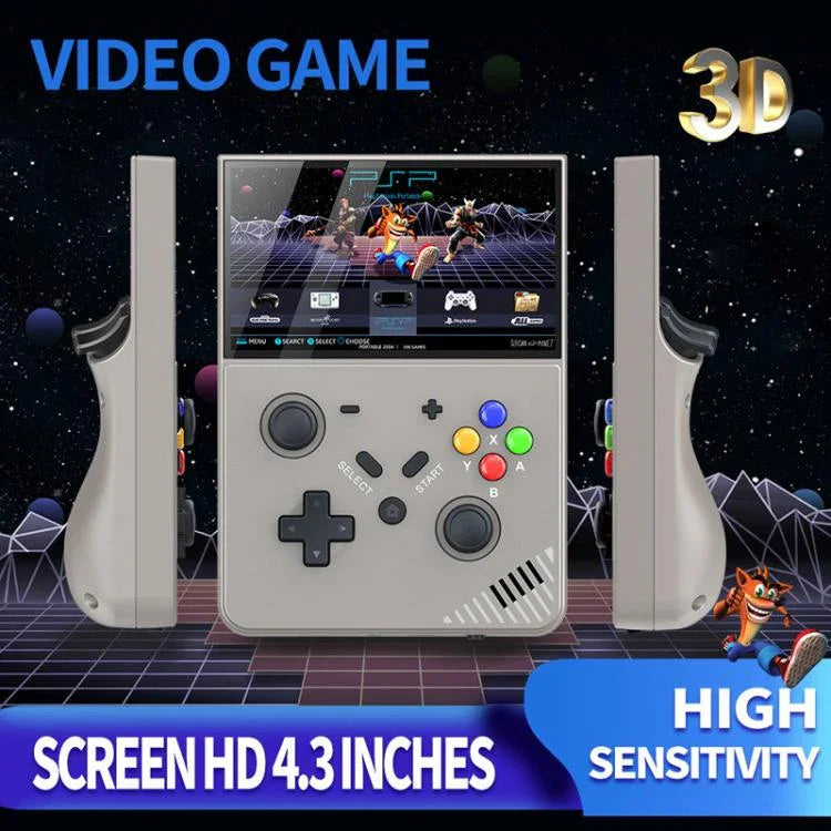 Máy chơi game cầm tay R43 Pro màn hình 4.3 inch HD 4K, máy chơi game video di động tại nhà, màu đen trong suốt 64G, xám 64G, đen trong suốt 128G, xám 128G