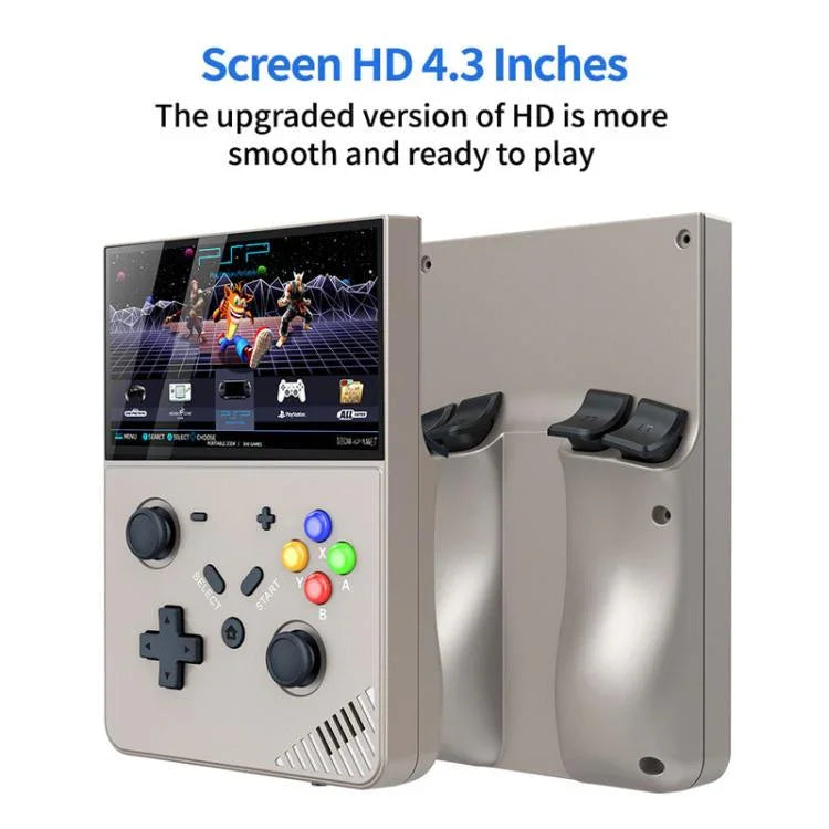 Máy chơi game cầm tay R43 Pro màn hình 4.3 inch HD 4K, máy chơi game video di động tại nhà, màu đen trong suốt 64G, xám 64G, đen trong suốt 128G, xám 128G