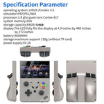 Máy chơi game cầm tay R43 Pro màn hình 4.3 inch HD 4K, máy chơi game video di động tại nhà, màu đen trong suốt 64G, xám 64G, đen trong suốt 128G, xám 128G