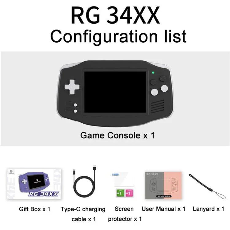 Máy chơi game cầm tay ANBERNIC RG 34XX Cổ điển Retro Không dây WIFI Máy chơi game video, Chuẩn 32G-Không có trò chơi, Chuẩn + 64G, Chuẩn + 128G, Chuẩn + 256G