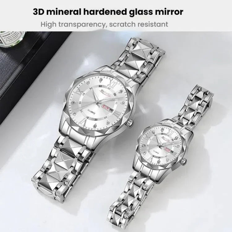 SKMEI Business Casual Watches Diamond Case Luminous Waterproof Quartz Watch, Men Silver Gold Strap Silver Dial, Men Silver Gold Strap Green Dial, Men Silver Gold Strap Black Dial, Men Silver Case Silver Dial, Men Silver Case Gray Dial                  ...