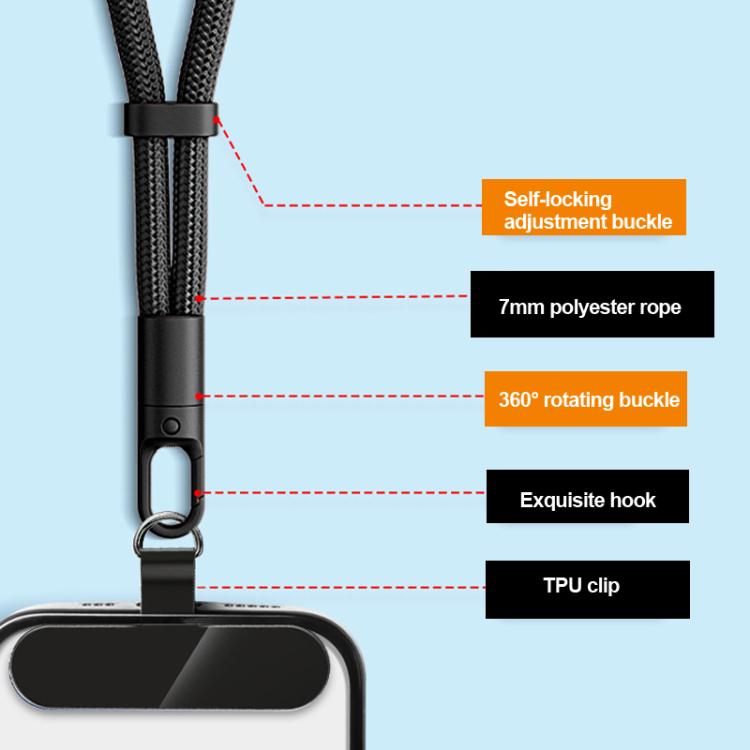 Dây Đeo Điện Thoại Có Thể Điều Chỉnh Với Thiết Kế Tự Khóa Xoay 360 Độ Chống Rối & Kẹp TPU, Dây Đeo Cổ Màu Đen, Cam, Xanh Lá, Dây Đeo Chéo Màu Đen, Cam, Xanh Lá