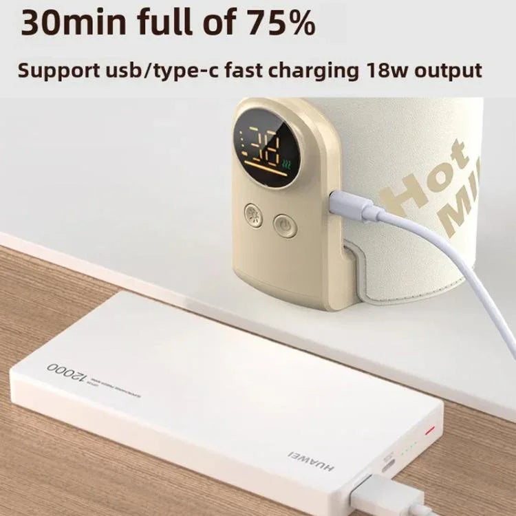Máy hâm sữa bình sữa không dây 18W, 6 mức nhiệt điều chỉnh, vỏ giữ nhiệt sữa cho bú mẹ và sữa công thức, 6000mAh, 8000mAh, 10000mAh