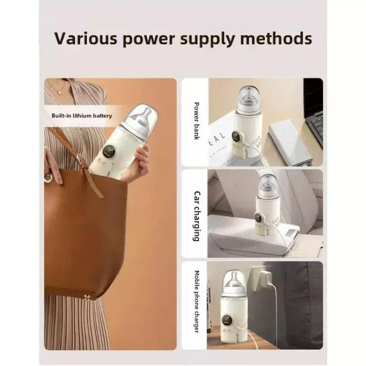 Máy hâm sữa bình sữa không dây 18W, 6 mức nhiệt điều chỉnh, vỏ giữ nhiệt sữa cho bú mẹ và sữa công thức, 6000mAh, 8000mAh, 10000mAh