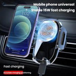 15W Wireless Induction Snap-on Charging Car Air Outlet Phone Holder, Black, Black + Long Hook Clip, Black + Car Charger Head, White + Car Charger Head