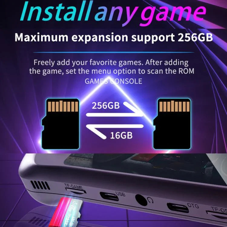 Máy Chơi Game PSP Retro Màn Hình IPS HD 3.5 Inch Hệ Điều Hành Linux GBA Cầm Tay, 64G, 128G