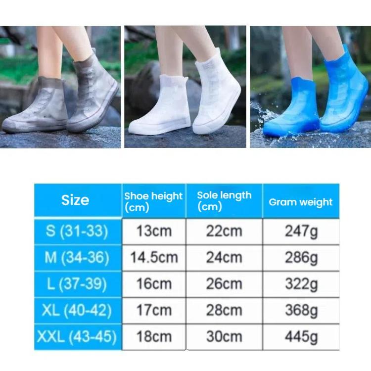 Bao giày đi mưa silicon dày, chống mài mòn, chống thấm nước, S 31-33, M 34-36, L 37-39, XL 40-42, XXL 43-45