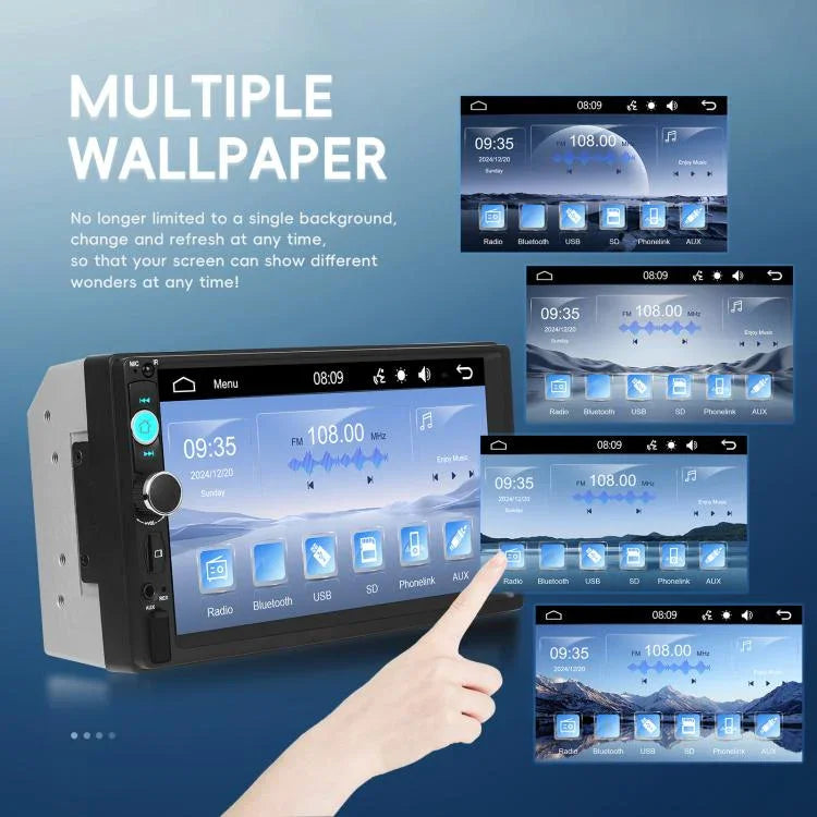 Đầu phát MP5 ô tô 7 inch có dây, Carplay kép, Bluetooth, màn hình lớn, điều khiển trung tâm xe, tiêu chuẩn, tiêu chuẩn + 12 đèn camera