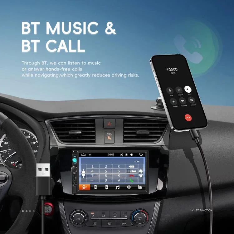 Đầu phát MP5 ô tô 7 inch có dây, Carplay kép, Bluetooth, màn hình lớn, điều khiển trung tâm xe, tiêu chuẩn, tiêu chuẩn + 12 đèn camera