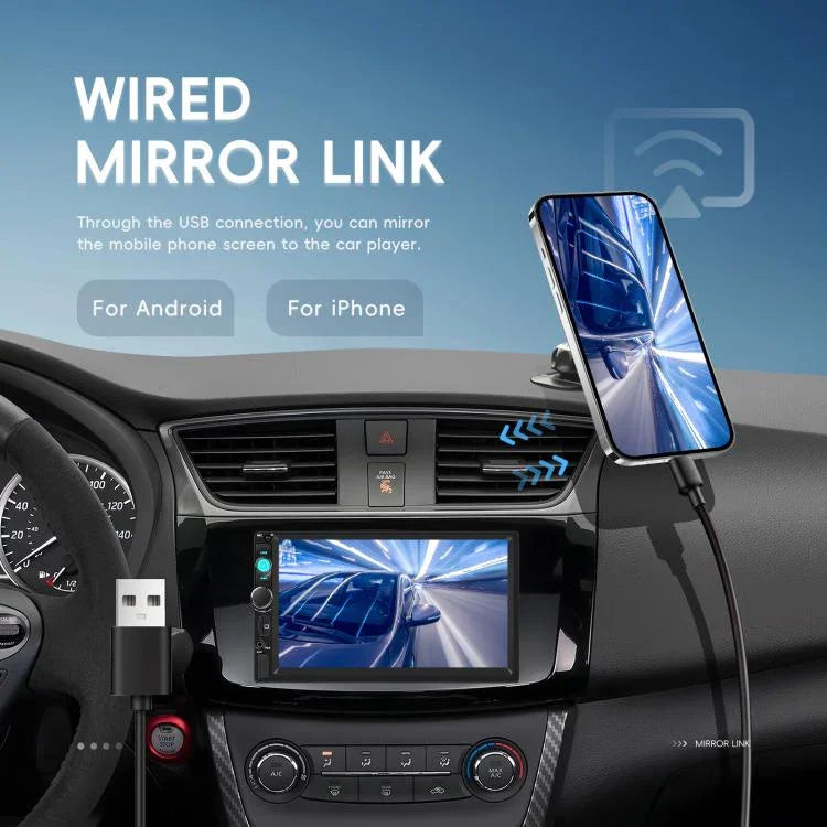 Đầu phát MP5 ô tô 7 inch có dây, Carplay kép, Bluetooth, màn hình lớn, điều khiển trung tâm xe, tiêu chuẩn, tiêu chuẩn + 12 đèn camera