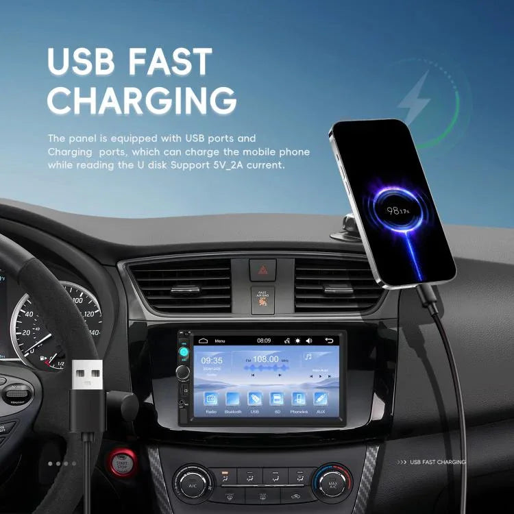 Đầu phát MP5 ô tô 7 inch có dây, Carplay kép, Bluetooth, màn hình lớn, điều khiển trung tâm xe, tiêu chuẩn, tiêu chuẩn + 12 đèn camera