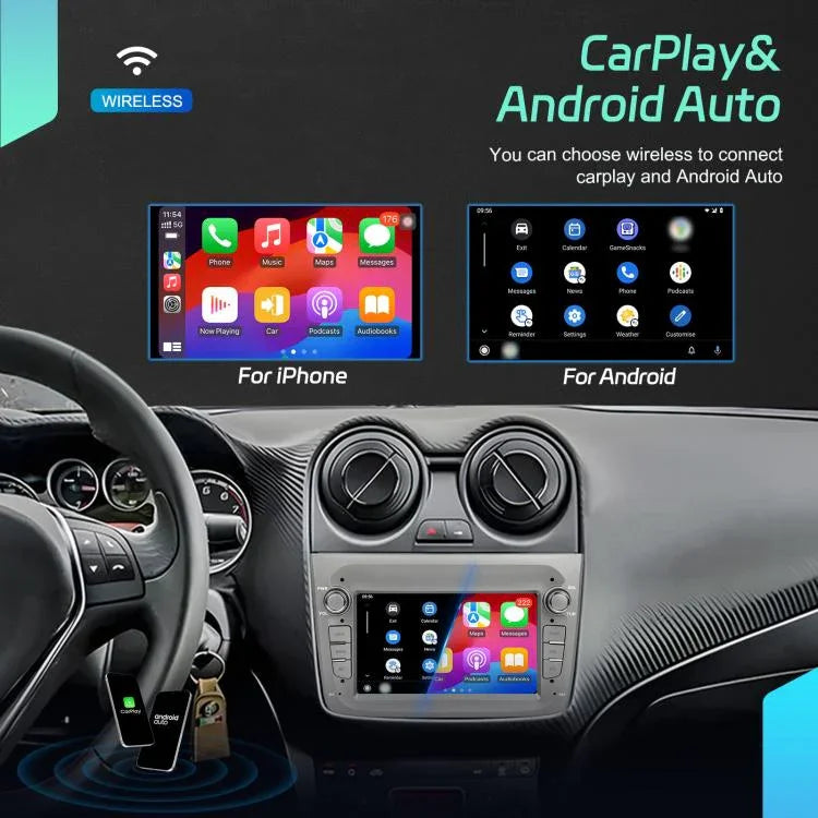 Màn hình ngang 7 inch Android tích hợp Carplay 15 cho Alfa Romeo MITO 2008-2016, bộ điều khiển trung tâm xe, 4+64G, 2+64G