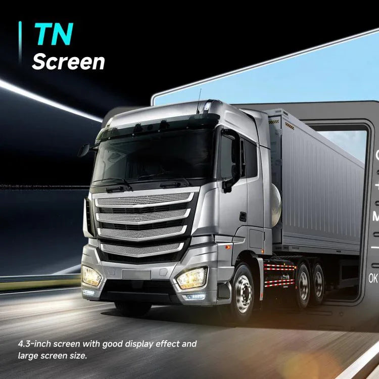 Màn hình kỹ thuật số không dây HD 4.3 inch 1:1 cho xe, máy điều khiển trung tâm xe đa năng, có giá đỡ biển số dài Bắc Mỹ, có giá đỡ biển số ngắn châu Âu