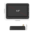 Màn hình kỹ thuật số không dây HD 4.3 inch 1:1 cho xe, máy điều khiển trung tâm xe đa năng, có giá đỡ biển số dài Bắc Mỹ, có giá đỡ biển số ngắn châu Âu