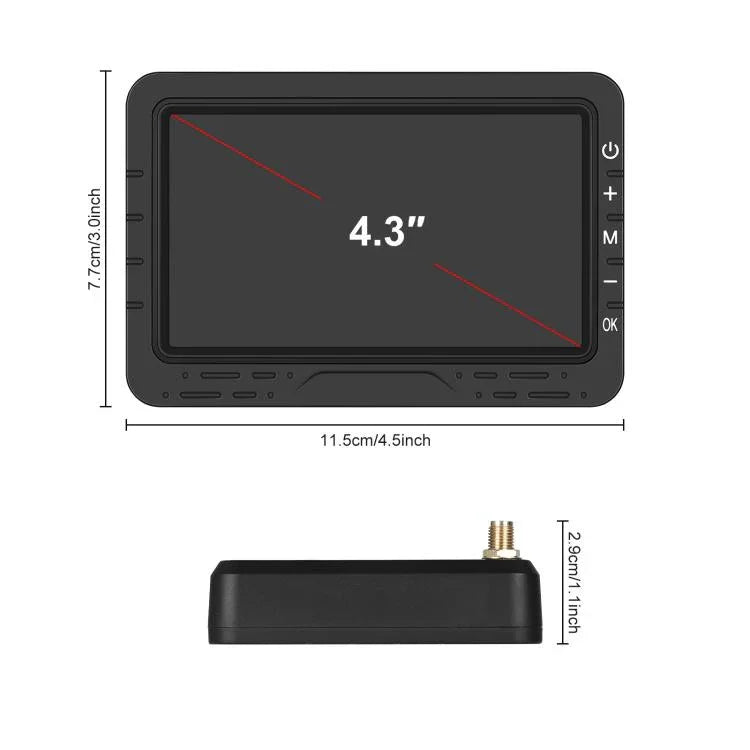 Màn hình kỹ thuật số không dây HD 4.3 inch 1:1 cho xe, máy điều khiển trung tâm xe đa năng, có giá đỡ biển số dài Bắc Mỹ, có giá đỡ biển số ngắn châu Âu