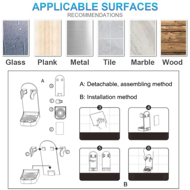 3 chiếc / gói Giá móc dán cho máy cạo râu điện & dụng cụ làm đẹp Thiết kế bán mở dễ lấy