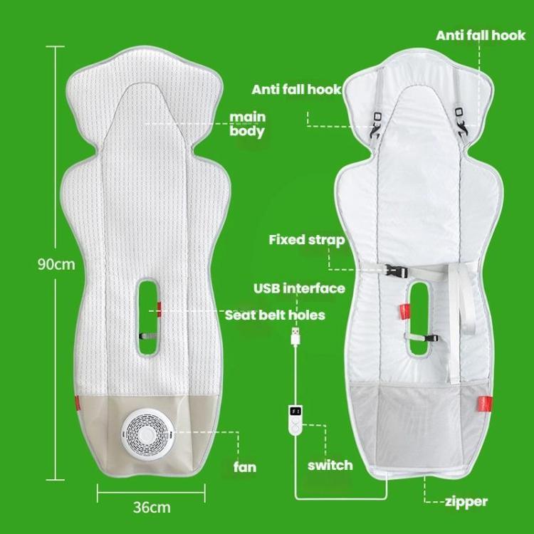 Đệm làm mát USB cho ghế xe đẩy trẻ em, có quạt, 3 cấp tốc độ điều chỉnh