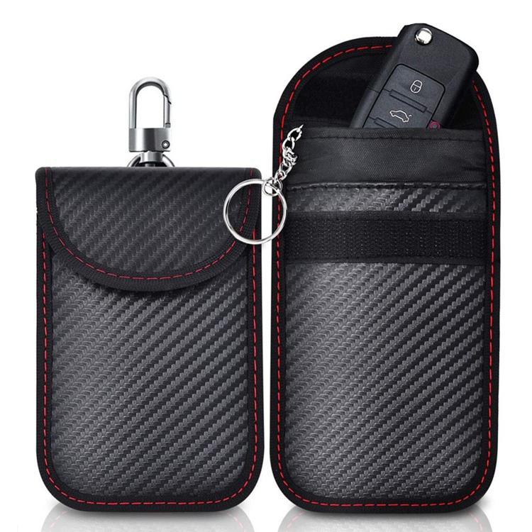 Hộp đựng chìa khóa xe chống RFID chống quét trộm bằng sợi carbon cho xe hơi, thẻ tín dụng & thiết bị điện tử, Dòng đỏ trung bình, Dòng xanh trung bình, Dòng đen nhỏ