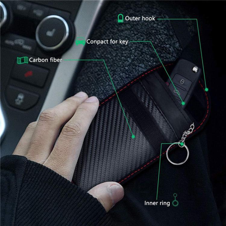 Hộp đựng chìa khóa xe chống RFID chống quét trộm bằng sợi carbon cho xe hơi, thẻ tín dụng & thiết bị điện tử, Dòng đỏ trung bình, Dòng xanh trung bình, Dòng đen nhỏ