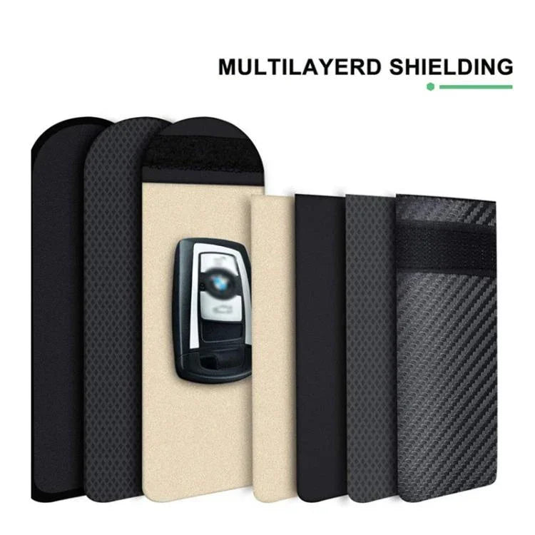 Hộp đựng chìa khóa xe chống RFID chống quét trộm bằng sợi carbon cho xe hơi, thẻ tín dụng & thiết bị điện tử, Dòng đỏ trung bình, Dòng xanh trung bình, Dòng đen nhỏ