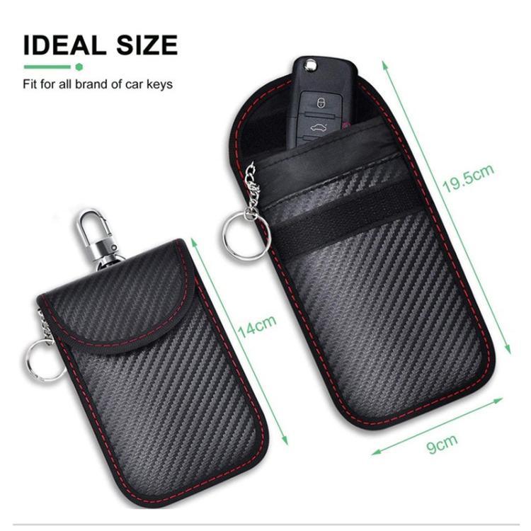 Hộp đựng chìa khóa xe chống RFID chống quét trộm bằng sợi carbon cho xe hơi, thẻ tín dụng & thiết bị điện tử, Dòng đỏ trung bình, Dòng xanh trung bình, Dòng đen nhỏ