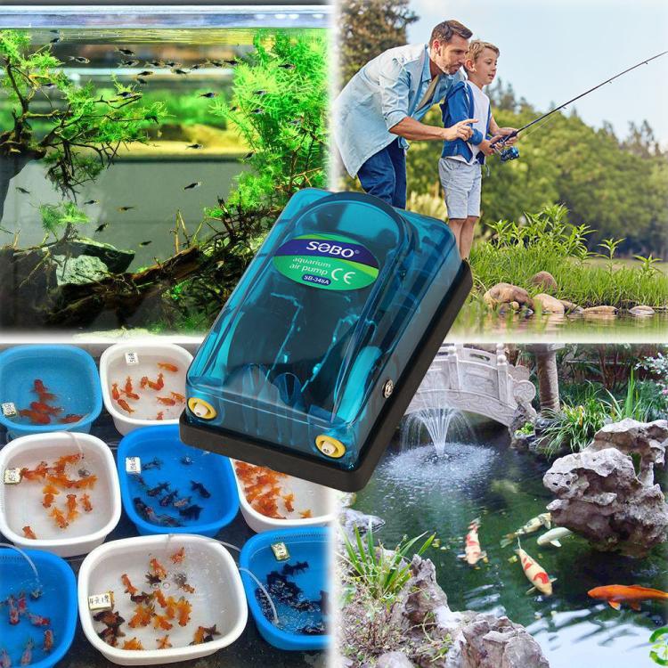 Máy bơm khí bể cá trong suốt siêu yên tĩnh 220-240V, SOBO SB-248A 3W một lỗ, SOBO SB-348A 5W hai lỗ