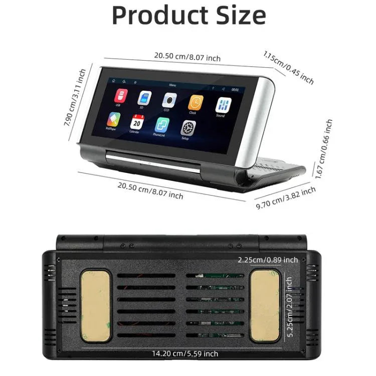 Đầu phát MP5 ô tô Bluetooth 6.86 inch gập được, hỗ trợ MirrorLink/CarPlay/Android Auto, B5370, B5370 + camera lùi 4 đèn LED, B5370 + camera lùi 8 đèn LED, B5370 + camera lùi 12 đèn LED