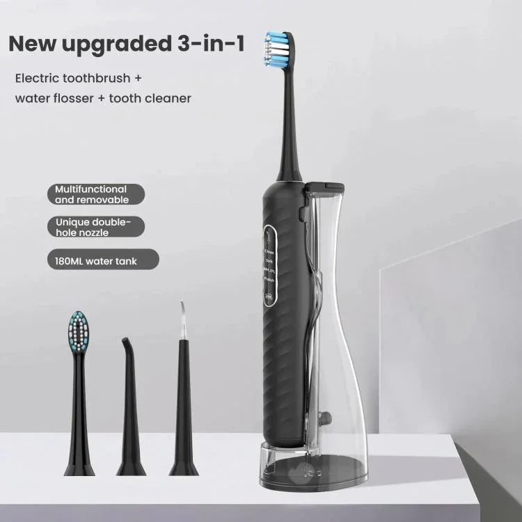 Bàn chải điện 3 trong 1, máy tăm nước & máy tăm nước miệng với bình chứa 180ml có thể tháo rời
