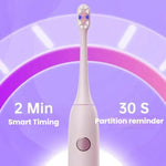 Bàn chải điện sóng âm sạc lại cho người lớn với chế độ tùy chỉnh, đầu bàn chải kháng khuẩn, hẹn giờ thông minh, màu trắng tiệt trùng, tím nhạt tiệt trùng, trắng tiêu chuẩn, tím nhạt tiêu chuẩn