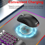 Chuột chơi game không dây ba chế độ 24000 DPI, 6 chế độ đèn RGB, có thể sạc lại, lập trình macro, màu đen, trắng, hồng, sạc không dây màu đen, sạc không dây màu trắng, sạc không dây màu hồng