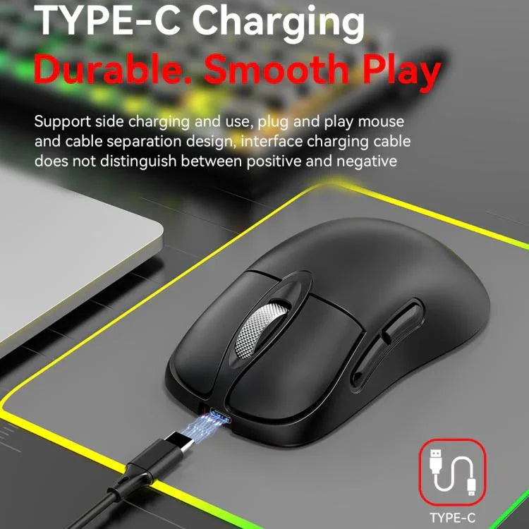 Chuột chơi game không dây ba chế độ 24000 DPI, 6 chế độ đèn RGB, có thể sạc lại, lập trình macro, màu đen, trắng, hồng, sạc không dây màu đen, sạc không dây màu trắng, sạc không dây màu hồng