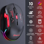 Chuột chơi game MKESPN W12 5 kênh ba chế độ 10 phím 10000 DPI thiết kế thuận cả hai tay RGB Macro, W12 Xanh dương, W12 Đỏ