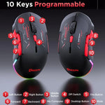Chuột chơi game MKESPN W12 5 kênh ba chế độ 10 phím 10000 DPI thiết kế thuận cả hai tay RGB Macro, W12 Xanh dương, W12 Đỏ