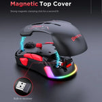 Chuột chơi game MKESPN W12 5 kênh ba chế độ 10 phím 10000 DPI thiết kế thuận cả hai tay RGB Macro, W12 Xanh dương, W12 Đỏ