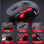 Chuột chơi game MKESPN W12 5 kênh ba chế độ 10 phím 10000 DPI thiết kế thuận cả hai tay RGB Macro, W12 Xanh dương, W12 Đỏ