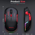 Chuột chơi game MKESPN W12 5 kênh ba chế độ 10 phím 10000 DPI thiết kế thuận cả hai tay RGB Macro, W12 Xanh dương, W12 Đỏ